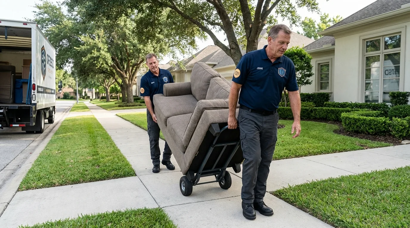 Local residential moving crew loading furniture in Kilmarnock, VA